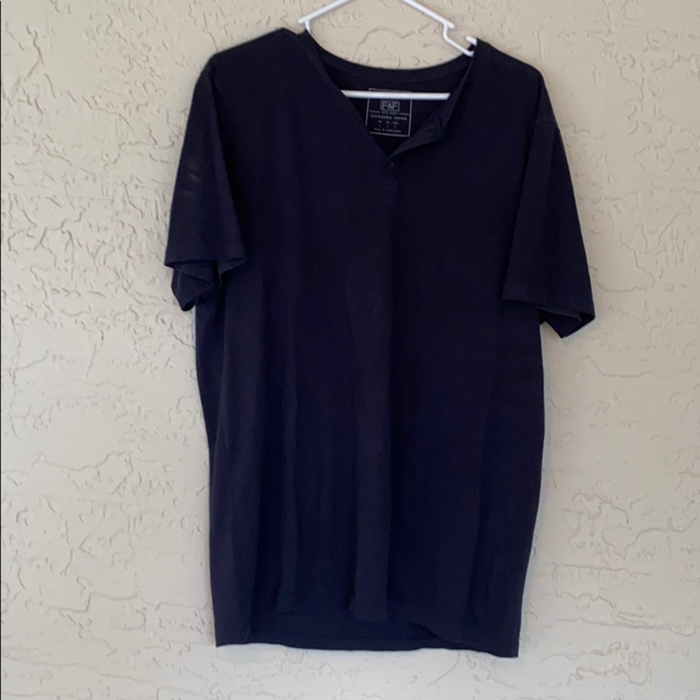 EUC F&F Black Henley Size L